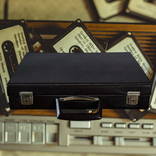 Briefcase Style Audio Cassette Tape Carry Case | Holds 32 Cassettes