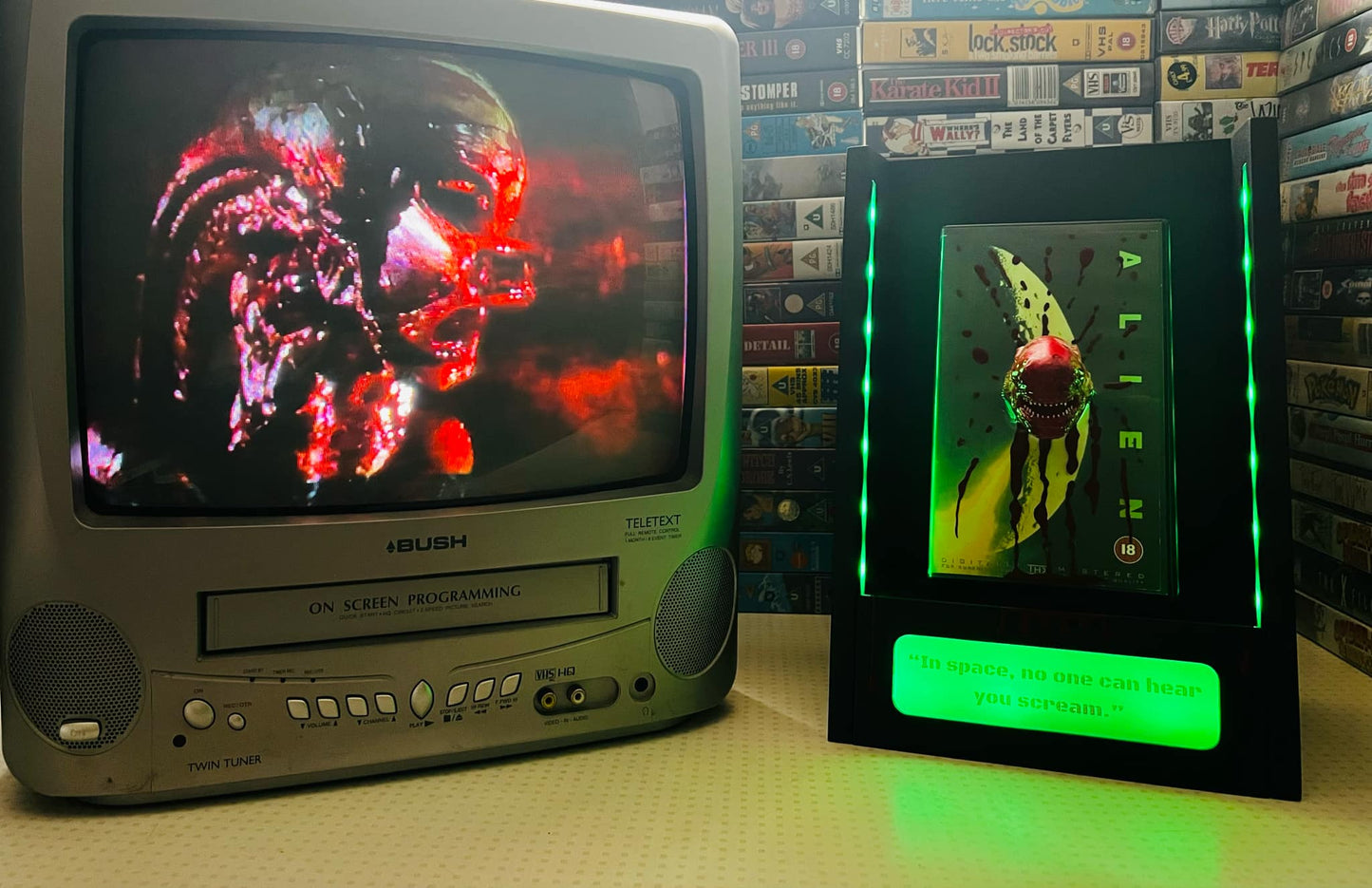 Bespoke Horror Inspired VHS Video Tape LED Display Unit with Freddy/Michael