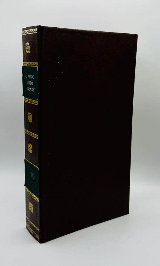 9 x Library Book Style Empty VHS Video Cases | Leverwise | 1980 | Brown + Green