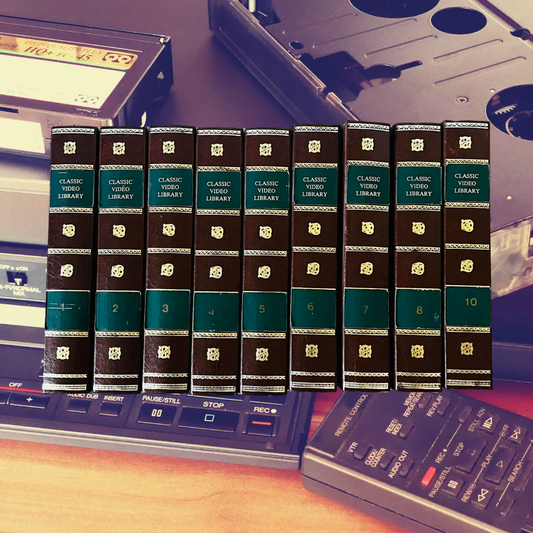 9 x Library Book Style Empty VHS Video Cases | Leverwise | 1980 | Brown + Green
