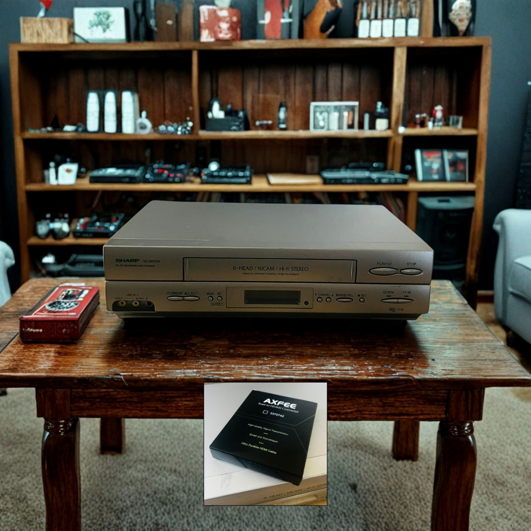 Sharp VC-MH705 Video Recorder + Scart to HDMI Lead