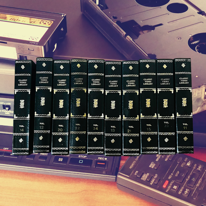10 x Library Book Style Empty VHS Video Cases | Leverwise | 1980 | Black