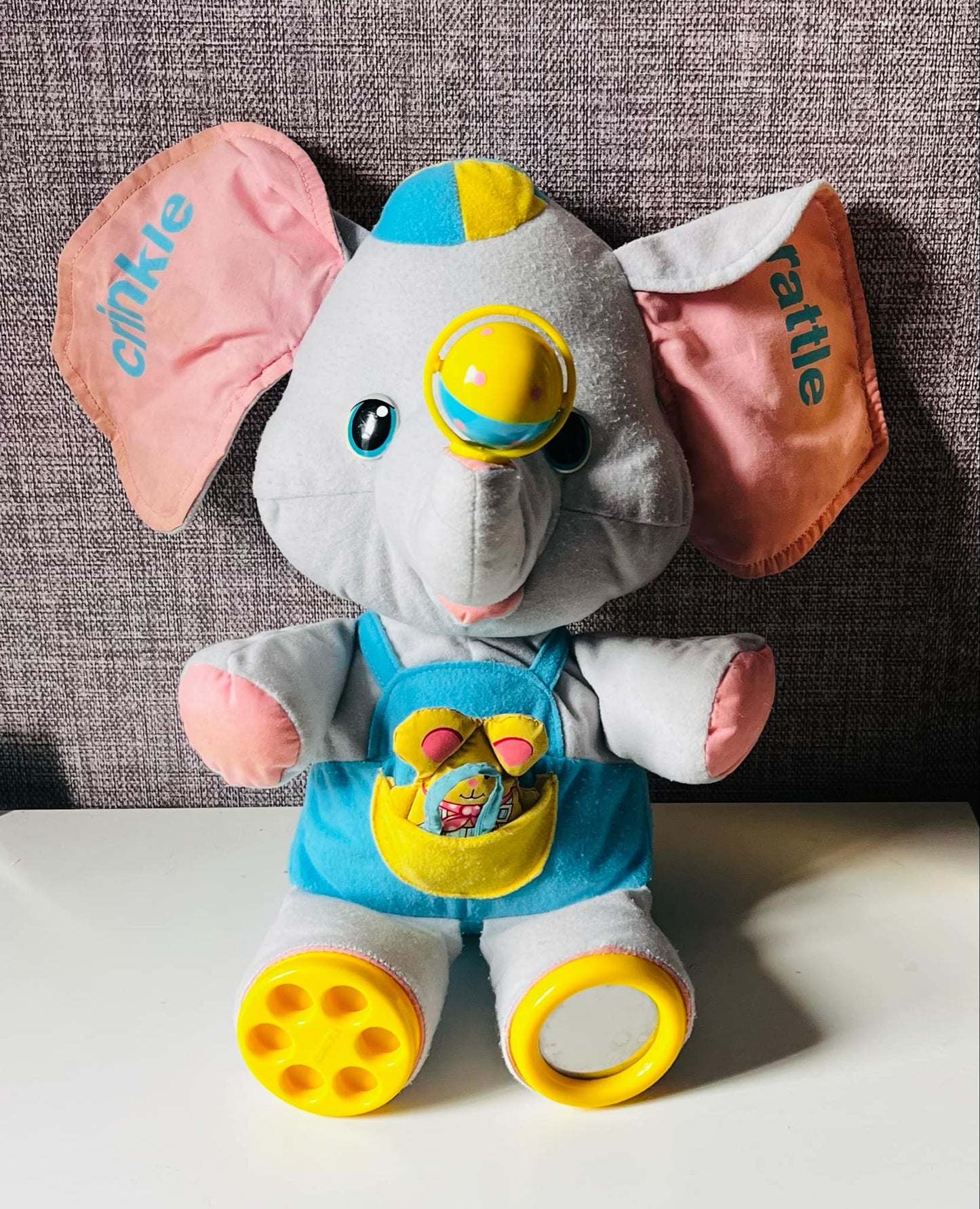 1986 Vintage Playskool Busy Basics Elephant Soft Toy